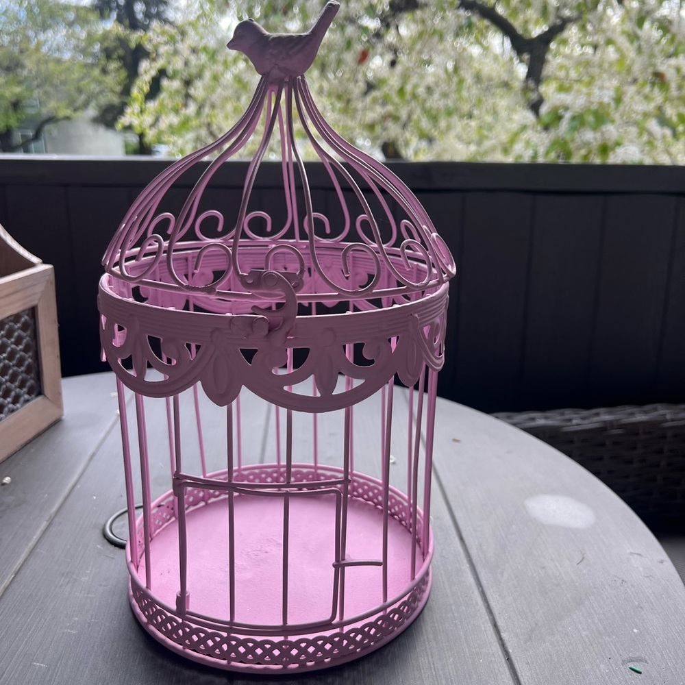 Pink Birdcage Home Accent